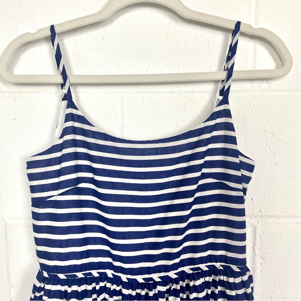 J. Crew Sundress Linen Blend Blue & White Striped Nautical Coastal Boat Preppy 4 - Picture 2 of 13